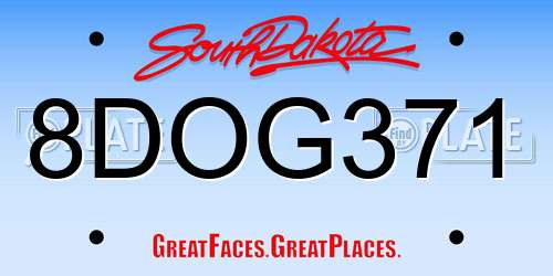 8DOG371 South Dakota License Plate