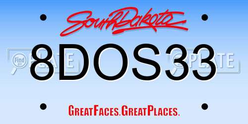 8DOS33 South Dakota License Plate