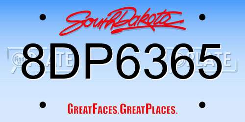 8DP6365 South Dakota License Plate
