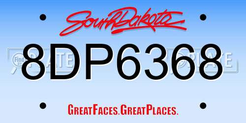 8DP6368 South Dakota License Plate