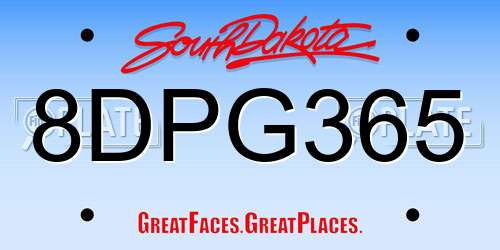 8DPG365 South Dakota License Plate