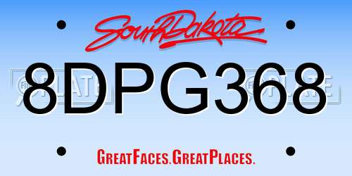 8DPG368 South Dakota License Plate