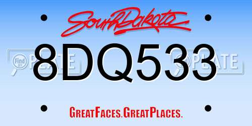 8DQ533 South Dakota License Plate