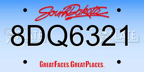 8DQ6321 South Dakota License Plate