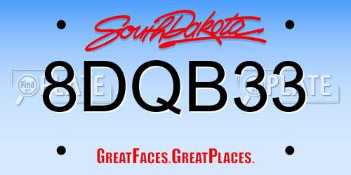 8DQB33 South Dakota License Plate