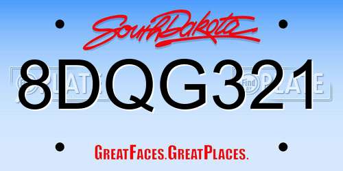 8DQG321 South Dakota License Plate