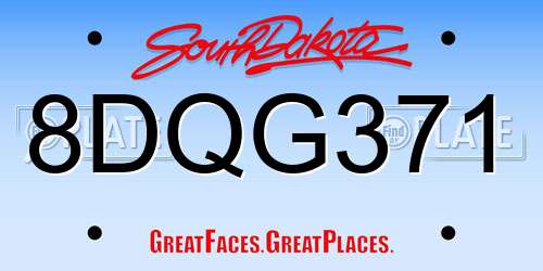 8DQG371 South Dakota License Plate