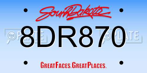 8DR870 South Dakota License Plate