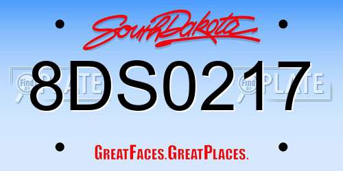 8DS0217 South Dakota License Plate