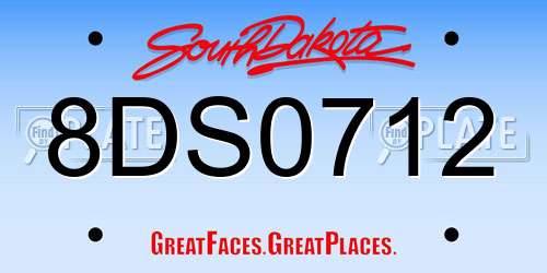 8DS0712 South Dakota License Plate