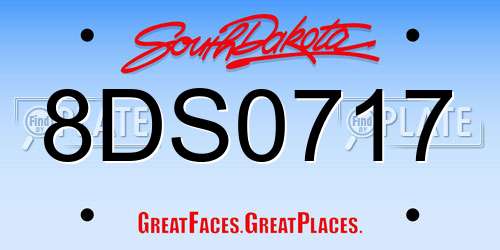 8DS0717 South Dakota License Plate