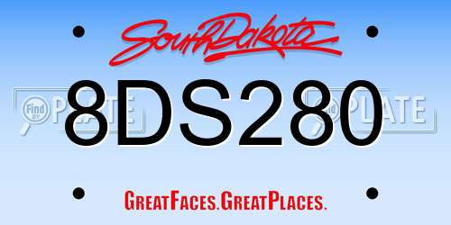 8DS280 South Dakota License Plate
