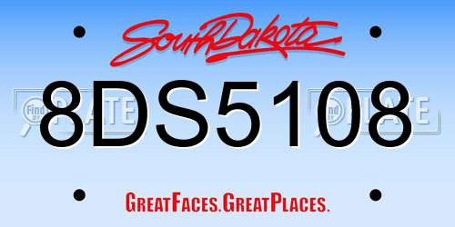 8DS5108 South Dakota License Plate