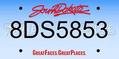 8DS5853 South Dakota License Plate