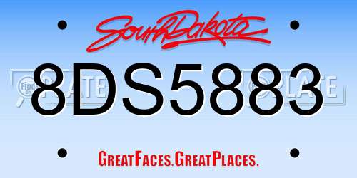 8DS5883 South Dakota License Plate
