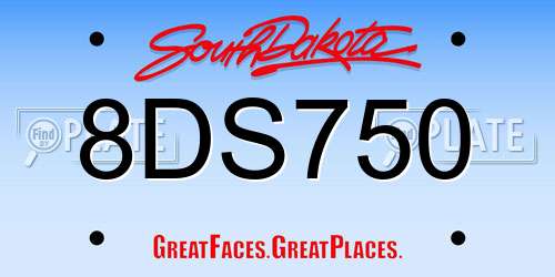 8DS750 South Dakota License Plate