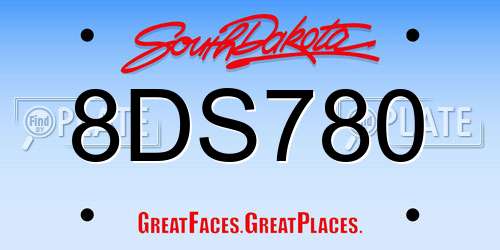 8DS780 South Dakota License Plate