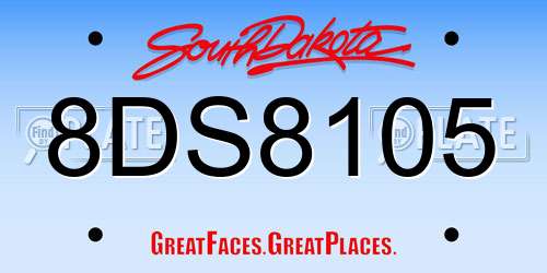 8DS8105 South Dakota License Plate