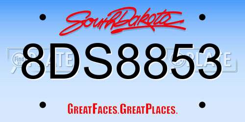 8DS8853 South Dakota License Plate