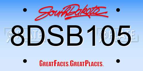 8DSB105 South Dakota License Plate