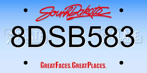 8DSB583 South Dakota License Plate