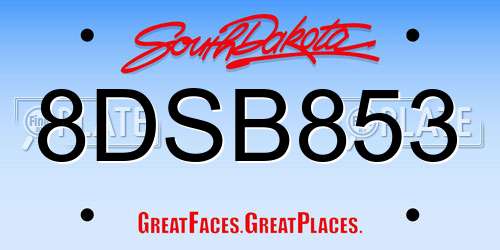 8DSB853 South Dakota License Plate