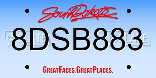 8DSB883 South Dakota License Plate
