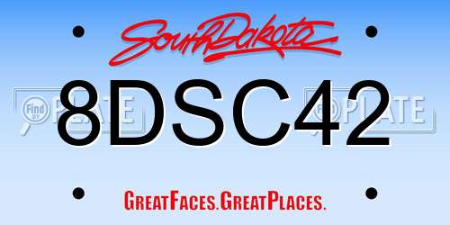 8DSC42 South Dakota License Plate