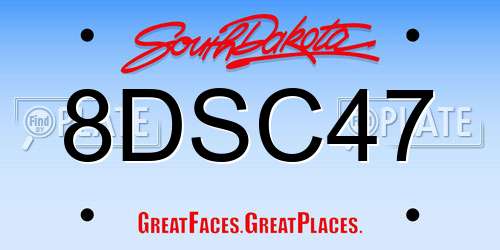 8DSC47 South Dakota License Plate