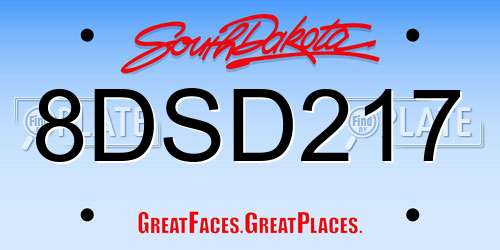 8DSD217 South Dakota License Plate