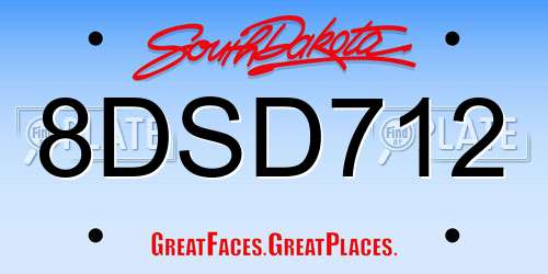 8DSD712 South Dakota License Plate