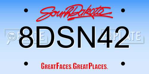 8DSN42 South Dakota License Plate
