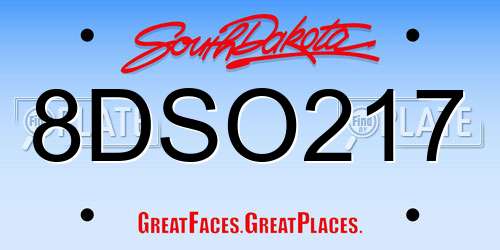 8DSO217 South Dakota License Plate
