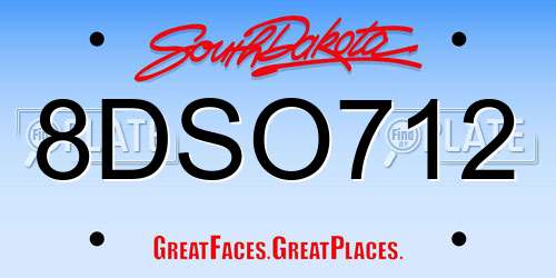 8DSO712 South Dakota License Plate