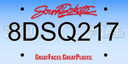 8DSQ217 South Dakota License Plate