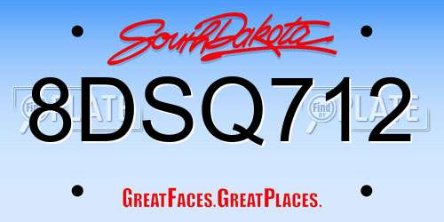 8DSQ712 South Dakota License Plate