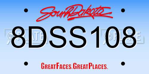 8DSS108 South Dakota License Plate