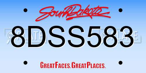 8DSS583 South Dakota License Plate