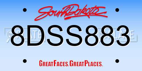 8DSS883 South Dakota License Plate