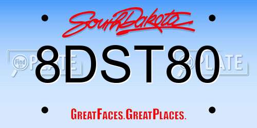 8DST80 South Dakota License Plate
