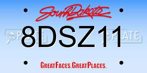 8DSZ11 South Dakota License Plate