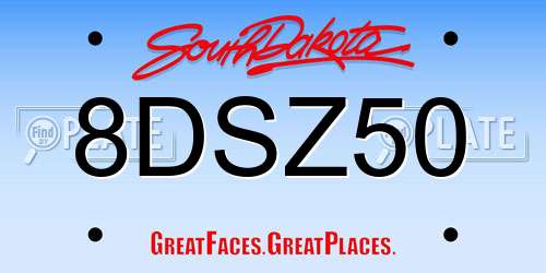 8DSZ50 South Dakota License Plate