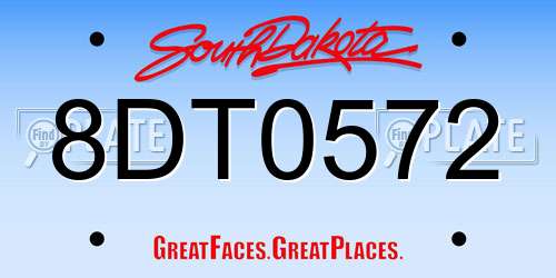 8DT0572 South Dakota License Plate