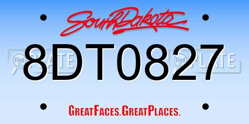 8DT0827 South Dakota License Plate