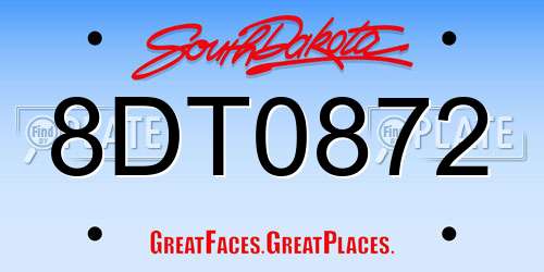 8DT0872 South Dakota License Plate