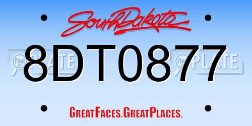 8DT0877 South Dakota License Plate