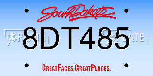 8DT485 South Dakota License Plate
