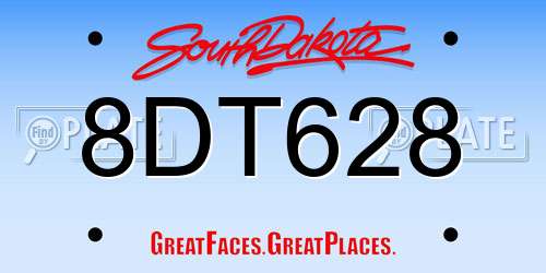 8DT628 South Dakota License Plate