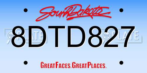 8DTD827 South Dakota License Plate