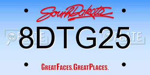 8DTG25 South Dakota License Plate